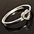 Romantic Crystal Heart Hinged Bangle Bracelet (Silver Tone) - view 12