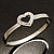 Romantic Crystal Heart Hinged Bangle Bracelet (Silver Tone) - view 6