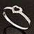 Romantic Crystal Heart Hinged Bangle Bracelet (Silver Tone) - view 13