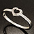 Romantic Crystal Heart Hinged Bangle Bracelet (Silver Tone) - view 7