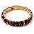 Black & Red Crystal Enamel Hinged Bangle Bracelet (Gold Tone) - view 10