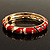 Black & Red Crystal Enamel Hinged Bangle Bracelet (Gold Tone) - view 16