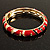 Black & Red Crystal Enamel Hinged Bangle Bracelet (Gold Tone) - view 2