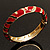 Black & Red Crystal Enamel Hinged Bangle Bracelet (Gold Tone) - view 17