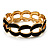'Oval Link Chain' Jet Black Enamel Hinged Bangle Bracelet (Gold Tone) - view 2
