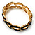 'Oval Link Chain' Jet Black Enamel Hinged Bangle Bracelet (Gold Tone) - view 8