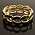 'Oval Link Chain' Jet Black Enamel Hinged Bangle Bracelet (Gold Tone) - view 13