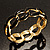 'Oval Link Chain' Jet Black Enamel Hinged Bangle Bracelet (Gold Tone) - view 11