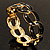 'Oval Link Chain' Jet Black Enamel Hinged Bangle Bracelet (Gold Tone) - view 17