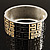 Wide Black & Light Cream Maze Enamel Hinged Bangle Bracelet (Silver Tone) - view 15