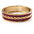 Pink Ornamental Enamel Hinged Bangle Bracelet (Gold Tone) - view 9