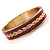 Pink Ornamental Enamel Hinged Bangle Bracelet (Gold Tone) - view 3