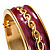 Pink Ornamental Enamel Hinged Bangle Bracelet (Gold Tone) - view 4