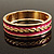 Pink Ornamental Enamel Hinged Bangle Bracelet (Gold Tone) - view 16