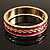 Pink Ornamental Enamel Hinged Bangle Bracelet (Gold Tone) - view 2