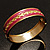 Pink Ornamental Enamel Hinged Bangle Bracelet (Gold Tone) - view 5