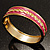 Pink Ornamental Enamel Hinged Bangle Bracelet (Gold Tone) - view 7