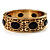 Vintage Inspired Ornamental Hinged Bangle Bracelet (Gold Tone)