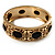 Vintage Inspired Ornamental Hinged Bangle Bracelet (Gold Tone) - view 10