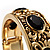 Vintage Inspired Ornamental Hinged Bangle Bracelet (Gold Tone) - view 16