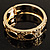 Vintage Inspired Ornamental Hinged Bangle Bracelet (Gold Tone) - view 19