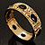 Vintage Inspired Ornamental Hinged Bangle Bracelet (Gold Tone) - view 7