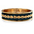 Teal Ornamental Enamel Hinged Bangle Bracelet (Gold Tone) - view 10