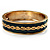 Teal Ornamental Enamel Hinged Bangle Bracelet (Gold Tone) - view 17