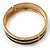 Teal Ornamental Enamel Hinged Bangle Bracelet (Gold Tone) - view 9