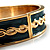 Teal Ornamental Enamel Hinged Bangle Bracelet (Gold Tone) - view 12