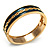 Teal Ornamental Enamel Hinged Bangle Bracelet (Gold Tone) - view 13
