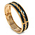 Teal Ornamental Enamel Hinged Bangle Bracelet (Gold Tone) - view 16