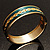 Teal Ornamental Enamel Hinged Bangle Bracelet (Gold Tone) - view 19