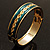 Teal Ornamental Enamel Hinged Bangle Bracelet (Gold Tone) - view 20