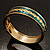 Teal Ornamental Enamel Hinged Bangle Bracelet (Gold Tone) - view 6