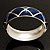 Wide Navy Blue Enamel Ornamental Hinged Bangle Bracelet (Silver Tone) - view 8