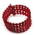 6 Strand Red Acrylic Bead Cuff Bracelet (Silver Tone Metal) - view 5