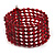 6 Strand Red Acrylic Bead Cuff Bracelet (Silver Tone Metal) - view 10