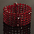 6 Strand Red Acrylic Bead Cuff Bracelet (Silver Tone Metal) - view 8