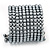 Wide Ash Grey Acrylic Bead Flex Bangle Bracelet - 6cm Width - view 6