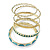 Set Of 5 Pcs Metal Gold Bangles (Light Blue Enamel)