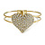 Gold Diamante Heart Hinged Bangle - view 5