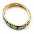 Light Green & Teal Enamel Hinged Bangle Bracelet (Gold Tone) - view 5