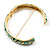 Light Green & Teal Enamel Hinged Bangle Bracelet (Gold Tone) - view 4