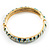 Pale Blue & Aqua Green Hinged Bangle Bracelet (Gold Tone) - view 10