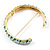 Pale Blue & Aqua Green Hinged Bangle Bracelet (Gold Tone) - view 6
