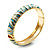 Pale Blue & Aqua Green Hinged Bangle Bracelet (Gold Tone) - view 8