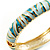 Pale Blue & Aqua Green Hinged Bangle Bracelet (Gold Tone) - view 7