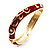 Red Enamel Curvy Crystal Hinged Bangle (Gold Tone Finish) - view 13