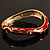 Red Enamel Curvy Crystal Hinged Bangle (Gold Tone Finish) - view 14